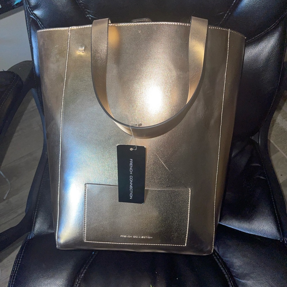 French connection large rose gold tote bag